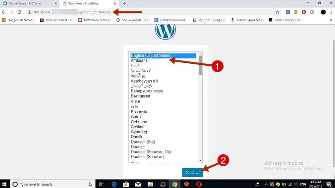 वेबसाइट के लिए भाषा चुने wordpress पर